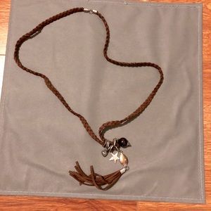 Leather charm necklace